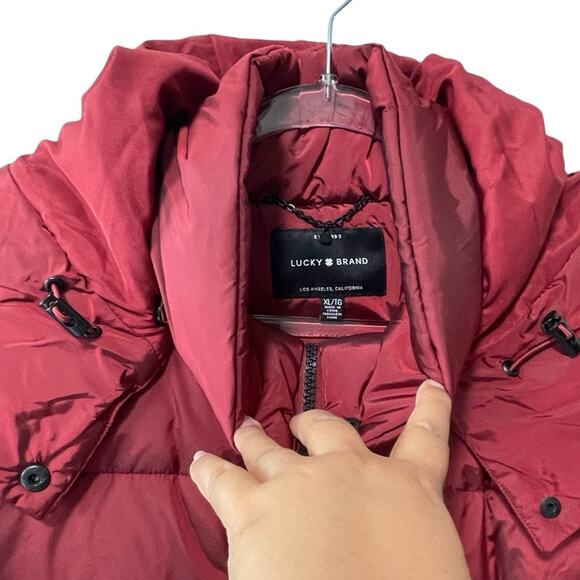 Lucky Brand Jeans Rain Resistant Long Sleeve Puffer Coat Red Size XL - Picture 3 of 9